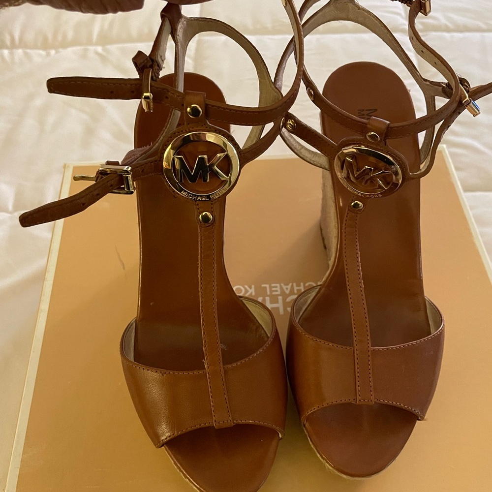 Michael Kors brown wedge sandals